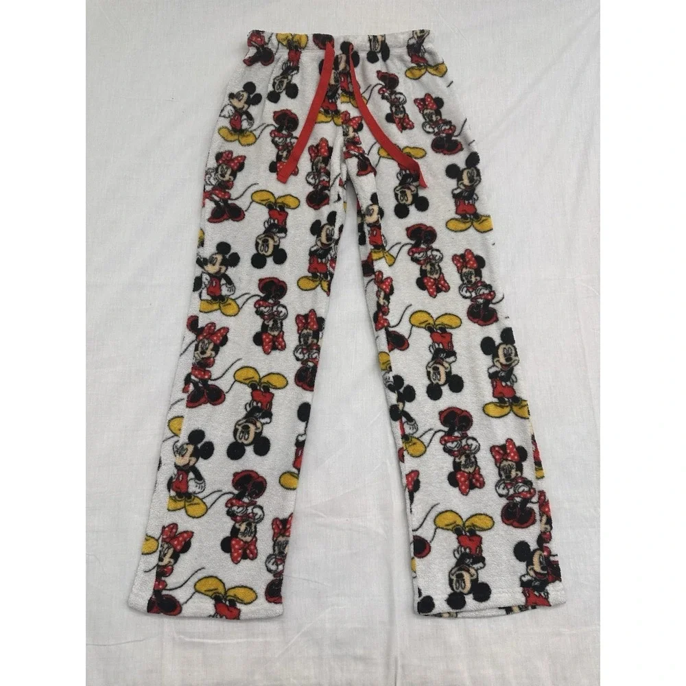 Disney Minnie Mouse Pajama Pants Woman's Size S White Lounge Sleep‎